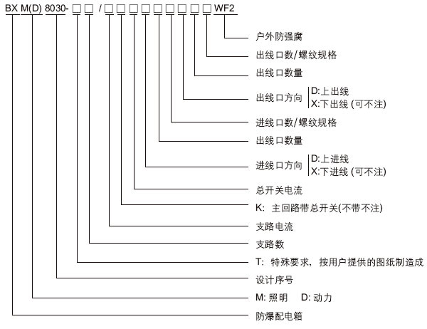 安徽匯民防爆電氣有限公司BXM(D)8030系列防爆防腐照明配電箱型號(hào)含義